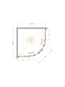 CEZARES Plane Душевой уголок полукруглый двери раздвижные размер 90x90 см, профиль - брашированное золото / стекло - прозрачное PLANE-R-2-90-C-BORO