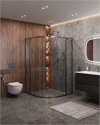 CEZARES Molveno Душевой уголок полукруглый размер 110x110 см двери раздвижные профиль - оружейная сталь / стекло - прозрачное MOLVENO-R-11-90+20-C-GM-IV