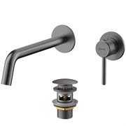 LEMARK Смеситель Beluga LMF-8033B-GM для раковины, встраиваемый, графит LMF-8033B-GM