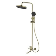 LEMARK Смеситель Siberia LMF-7026B-BRG для ванны и душа с регулируемой высотой штанги и лейкой верхнего душа «Тропический дождь», брашированное золото LMF-7026B-BRG