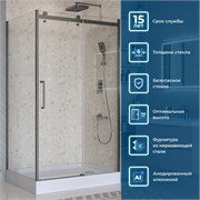 BELBAGNO Marino Душевой уголок прямоугольный размер 120x80 см профиль - оружейная сталь / стекло - прозрачное, двери раздвижные MARINO-2-AH-1-120/80-C-GM