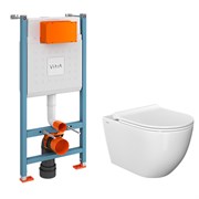 VITRA Инсталляция с унитазом Mia Round 9873B003-7205 комплект 3 в 1 с сиденьем микролифт безободковый 9873B003-7205