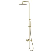 LEMARK Смеситель Зенит LMF-1626S-BRGN для ванны и душа с регулируемой высотой штанги, монолитным изливом и верхней душевой лейкой «Тропический дождь» LMF-1626S-BRGN