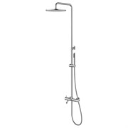 LEMARK Смеситель Зенит LMF-1626S-SSN для ванны и душа с регулируемой высотой штанги, монолитным изливом и верхней душевой лейкой «Тропический дождь» LMF-1626S-SSN