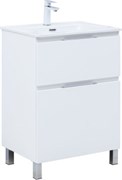 AQUANET Тумба с раковиной Алвита new 60 (Flat) напольная 2 ящ. цв. белый матовый AQUANET-345675