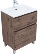 AQUANET Тумба с раковиной Алвита new 60 (Flat) напольная 2 ящ. цв.дуб веллингтон табак AQUANET-345676