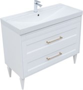 AQUANET Тумба с раковиной Бостон new 100 (Flash) цв.белый сатин, ручки золото AQUANET-347848