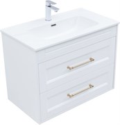 AQUANET Тумба с раковиной Бостон new 80 (Flat) цв.белый сатин, ручки золото AQUANET-347847