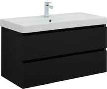 AQUANET Тумба с раковиной Вега 2.0 100 2 ящ. цв.черный (раковина Ирис) AQUANET-344745