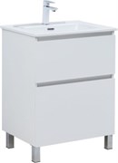 AQUANET Тумба с раковиной Вега 60 (Flat) напольная 2 ящ. цв. белый глянец AQUANET-345380