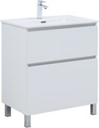 AQUANET Тумба с раковиной Вега 70 (Flat) напольная 2 ящ. цв. белый глянец AQUANET-345381