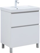 AQUANET Тумба с раковиной Вега 70 (Ирис) напольная 2 ящ. цв. белый глянец AQUANET-345376