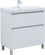 AQUANET Тумба с раковиной Вега 80 (Ирис) напольная 2 ящ. цв. белый глянец AQUANET-345377