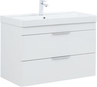 AQUANET Тумба с раковиной Ирис new 90 подвесная 2 ящ. цв. белый глянец AQUANET-342092