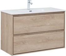 AQUANET Тумба с раковиной Милан 100 цв. дуб светлый AQUANET-340170