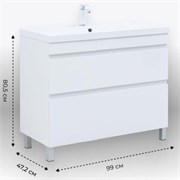 AQUANET Тумба с раковиной Нота New 100 белый глянец AQUANET-345805