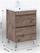 AQUANET Тумба с раковиной Нота New 60 напольная, дуб веллингтон табак AQUANET-345797