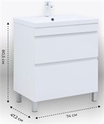 AQUANET Тумба с раковиной Нота New 75 белый глянец AQUANET-345799