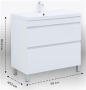 AQUANET Тумба с раковиной Нота New 90 белый глянец AQUANET-345802