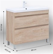 AQUANET Тумба с раковиной Нота New 90 дуб светлый AQUANET-345804