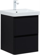AQUANET Тумба с раковиной Эмбер 60 2 ящ. цв.черный матовый (раковина Luxury) AQUANET-332495
