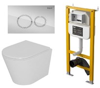 DK Комплект Унитаз подвесной безободковый (торнадо) D&K Venice DT1026516, 515*355*365мм, сиденье микролифт, черный+Инсталляция рамная скрытого монтажа D&K DI8050127, 500*117*1270мм, для подвесного унитаза, универсальная+Клавиша смыва D&K Bayern DB1529001, DS1021614