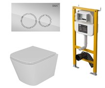 DK Комплект Унитаз подвесной безободковый (торнадо) белый DT1436516, Инсталляция DI8050127, Клавиша смыва DB1529001, хром (DS1431621) DS1431621