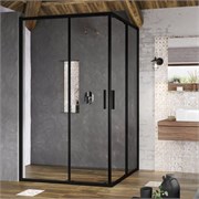 RAVAK Blix Slim Душевой уголок квадратный размер 90x90 см двери раздвижные, профиль - черный / стекло - прозрачное X1XM70300Z1