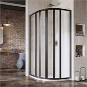 RAVAK Supernova Душевой уголок четверть круга размер 90x90 см двери раздвижные, профиль - черный / стекло - прозрачное 3207O302Z1