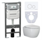 CERAMICA NOVA Сет 4 в 1: Подвесной унитаз PLAY Rimless арт. CN3001 + Шумоизоляционная панель для инсталляции арт. CN1000 + Система инсталляции для унитазов CERAMICANOVA Envision с кнопкой смыва Round цвет белый и креплениями арт. CN1001W CN3001_1001W_1000