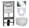 CERAMICA NOVA Сет 4 в 1: Подвесной унитаз PLAY Rimless арт. CN3001 + Шумоизоляционная панель для инсталляции арт. CN1000 + Система инсталляции для унитазов CERAMICANOVA Envision с кнопкой смыва Round цвет хром и креплениями, арт. CN1001CH CN3001_1001CH_1000