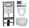 CERAMICA NOVA Сет 4 в 1: Подвесной унитаз PLAY Rimless арт. CN3001 + Шумоизоляционная панель для инсталляции арт. CN1000 + Система инсталляции для унитазов CERAMICANOVA Envision с кнопкой смыва Flat цвет хром, креплениями, арт. CN1002CH CN3001_1002CH_1000