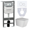 CERAMICA NOVA Сет 4 в 1: Подвесной унитаз Metric Rimless арт. CN3007 + Шумоизоляционная панель для инсталляции арт. CN1000 + Система инсталляции для унитазов CERAMICANOVA Envision с кнопкой смыва Round цвет белый и креплениями арт. CN1001W CN3007_1001W_1000