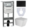 CERAMICA NOVA Сет 4 в 1: Подвесной унитаз Metric Rimless арт. CN3007 + Шумоизоляционная панель для инсталляции арт. CN1000 + Система инсталляции для унитазов CERAMICANOVA Envision с кнопкой смыва Round цвет чёрный матовый и креплениями, арт. CN1001B CN3007_1001B_1000