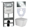 CERAMICA NOVA Сет 4 в 1: Подвесной унитаз Metric Rimless арт. CN3007 + Шумоизоляционная панель для инсталляции арт. CN1000 + Система инсталляции для унитазов CERAMICANOVA Envision с кнопкой смыва Round цвет хром и креплениями, арт. CN1001CH CN3007_1001CH_1000