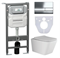 CERAMICA NOVA Сет 4 в 1: Подвесной унитаз Metric Rimless арт. CN3007 + Шумоизоляционная панель для инсталляции арт. CN1000 + Система инсталляции для унитазов CERAMICANOVA Envision с кнопкой смыва Flat цвет хром, креплениями, арт. CN1002CH CN3007_1002CH_1000