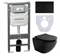 CERAMICA NOVA Сет 4 в 1: Подвесной унитаз Metropol Rimless арт. CN4002MB + Шумоизоляционная панель для инсталляции арт. CN1000 + Система инсталляции для унитазов CERAMICANOVA Envision с кнопкой смыва Round цвет чёрный матовый и креплениями, арт. CN1001B CN4002MB_1001B_1000