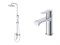 BELBAGNO Aurora Комплект для ванной - душевая стойка с изливом и смеситель для раковины AURORA-VSCM/LVM-CRM, хром AURORA-VSCM/LVM-CRM