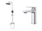CEZARES Comfort Комплект для ванной - душевая стойка с изливом и смеситель для раковины, хром COMFORT-CVD/LS-01