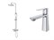 CEZARES Lux Комплект для ванной - душевая стойка с изливом и смеситель для раковины, хром LUX-CVD/LS-01