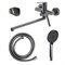 AZARIO Смеситель для ванны Alanti керамический картридж, длинный излив, с ручным душем, шланг 150 см, графит (AZ-K1732GR) AZ-K1732GR