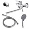 AZARIO Смеситель для ванны Lursy керамический картридж, длинный излив, с ручным душем, шланг 150 см, хром (AZ-K1749) AZ-K1749