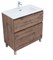 AQUANET Тумба с раковиной Алвита new 80 (Flat) напольная 2 ящ. цв.дуб веллингтон табак AQUANET-345680
